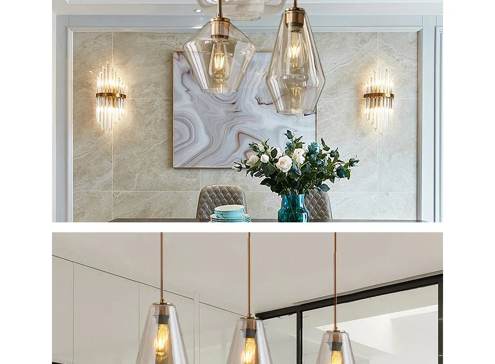 Amber Glass Chandelier Pendant Light for Dining Room Living Room Bedroom Hotel Cafe and Bar Decor