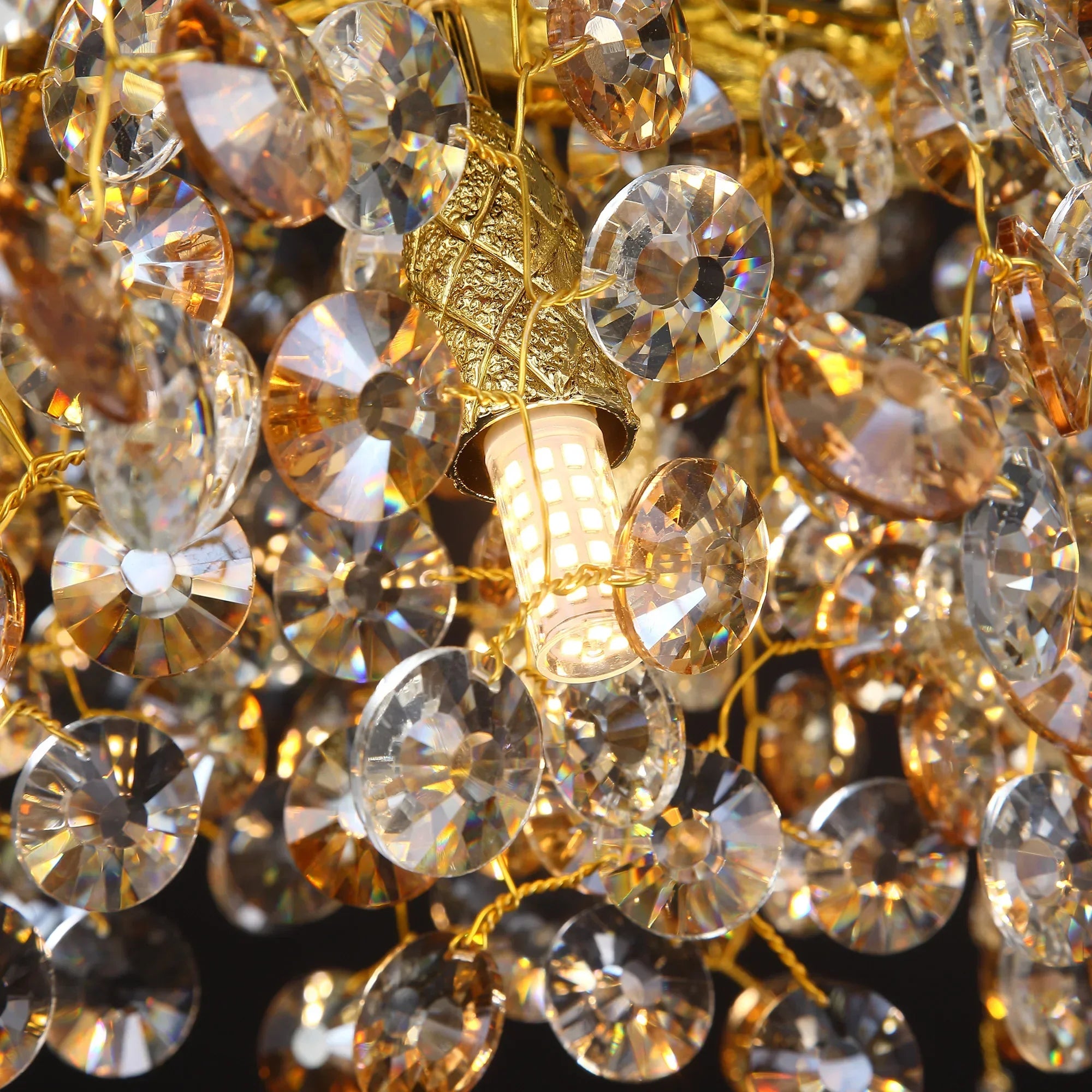 Crystal Pendant Chandelier LED Light Fixture for Dining Room  Restaurant - Elegant Sunflower Design