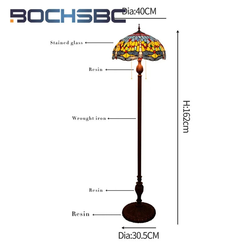 Colorful Dragonfly Floor Lamp - Art Deco Tripod Design for Living Room Dining Room Study or Bedroom