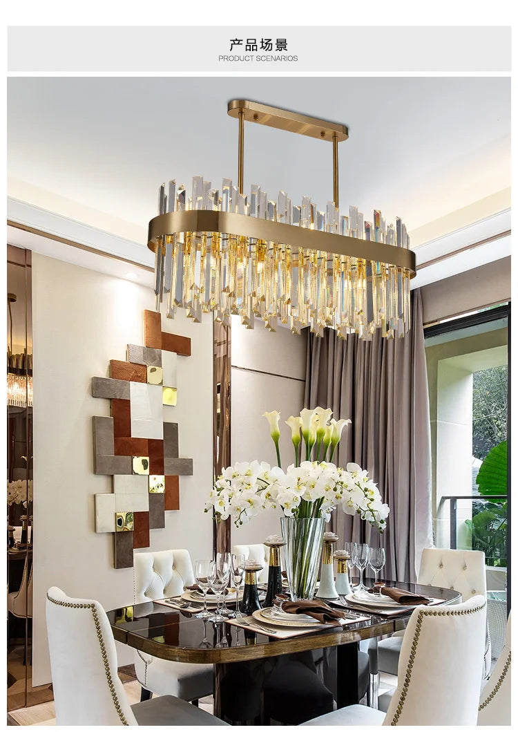Modern Crystal Chandelier with Polished Stainless Steel Finish - Elegant LED Lighting for Living Room Dining Room and Bedroom