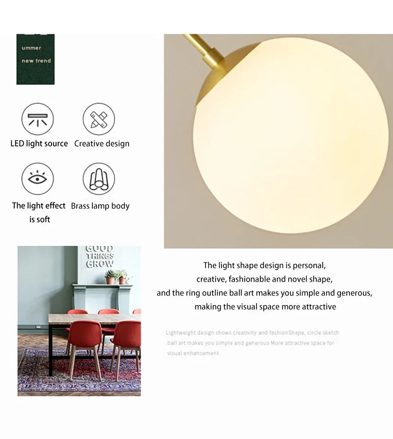 Modern Glass Ball LED Pendant Lamp for Dining Room Hotel Lobby and Stairs - Elegant Chandelier Hanging Light