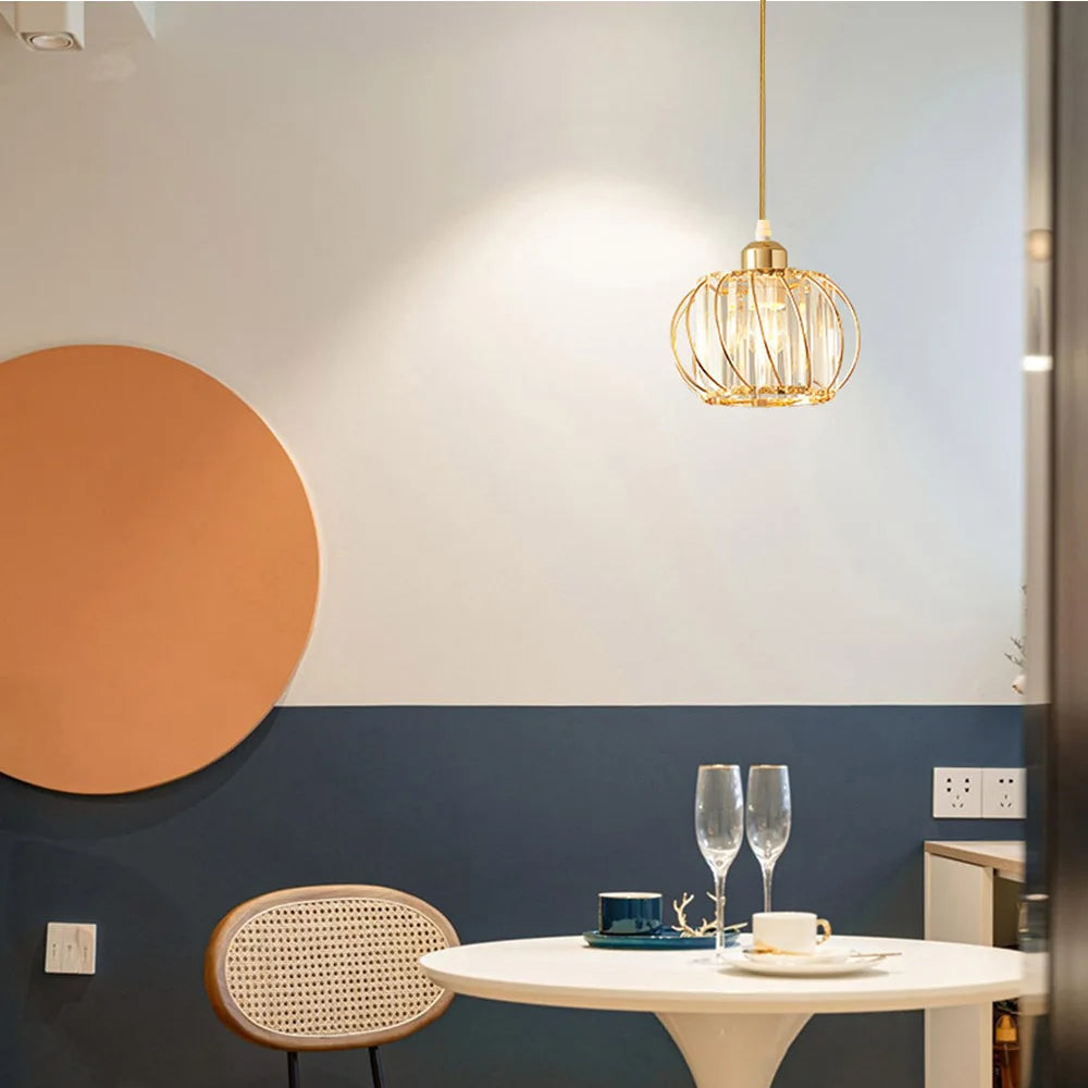 Simple Nordic Glass Chandelier with Modern LED Lighting | Elegant Polished Metal Shade in Gold or Black Semi-Flush Mount Design