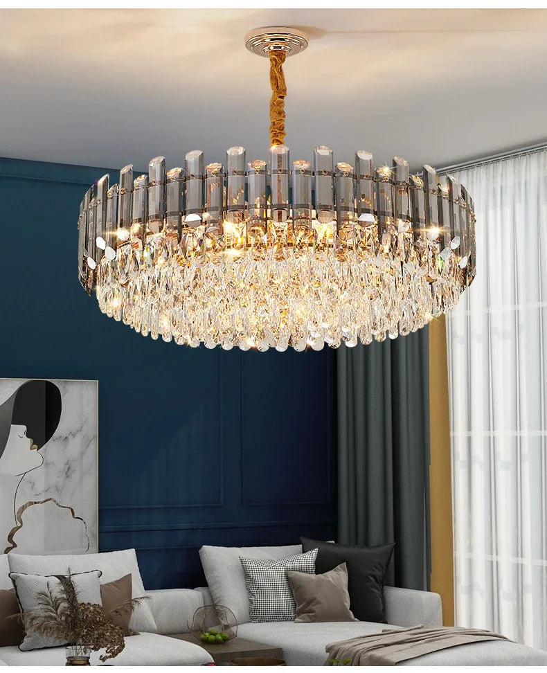 LED Crystal Chandeliers - Gold Luxury Lighting for Dining Living Room Bedroom and Kitchen Island - Indoor Hanging Light