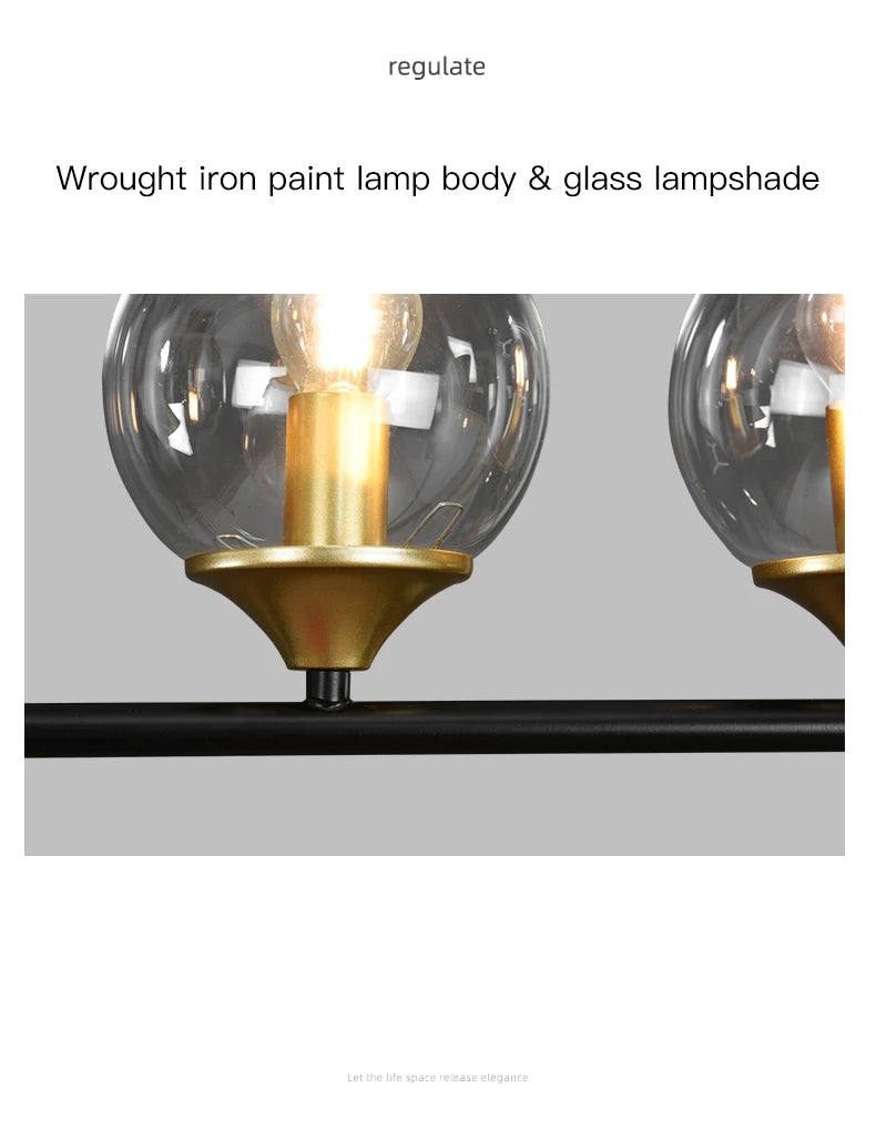 Glass Pendant Light for Dining Room Kitchen Island and Table - Elegant Hanging Chandelier