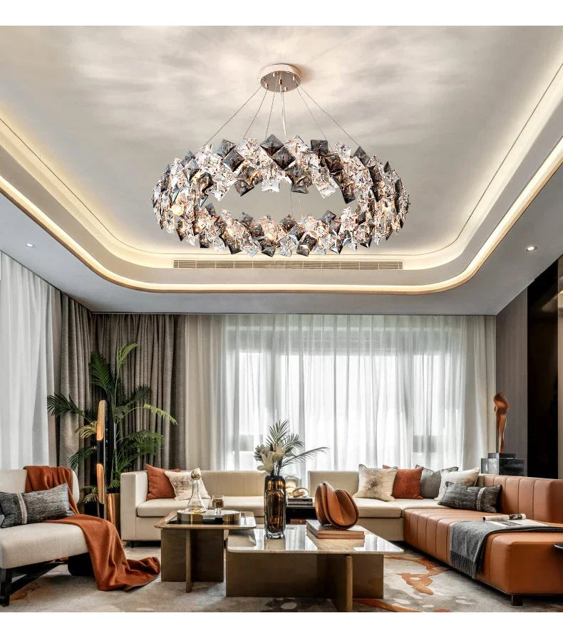 Postmodern Crystal Chandelier for Living Room  Bedroom - Elegant Three-Color Design for Home  Restaurant