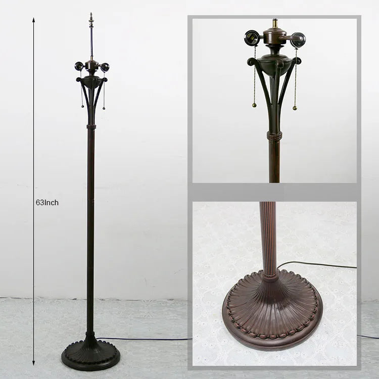 Tiffany Style LED Floor Lamp with Red Stained Glass Rose Shade  63-Inch Tall Standing Reading Light