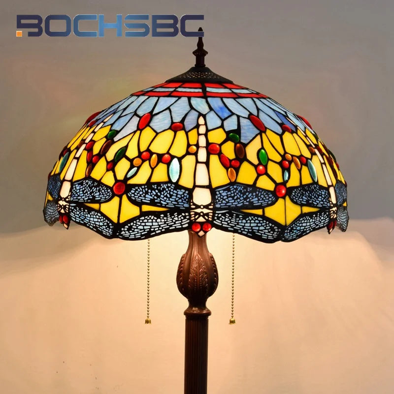 Colorful Dragonfly Floor Lamp - Art Deco Tripod Design for Living Room Dining Room Study or Bedroom