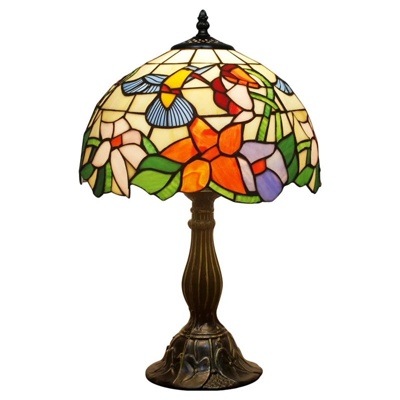 Tiffany Style Stained Glass Bird Table Lamp  Elegant LED Bedside Lighting for Home Restaurant  Bar