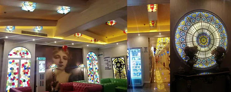 Tiffany Style LED Floor Lamp with Red Stained Glass Rose Shade  63-Inch Tall Standing Reading Light