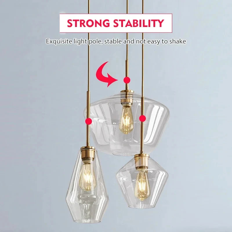 Amber Glass Chandelier Pendant Light for Dining Room Living Room Bedroom Hotel Cafe and Bar Decor