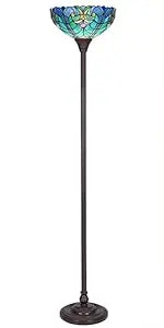 Antique Style Tall Standing Stained Glass Reading Floor Lamp - Luxurious Handcrafted Lighting for Cozy Spaces