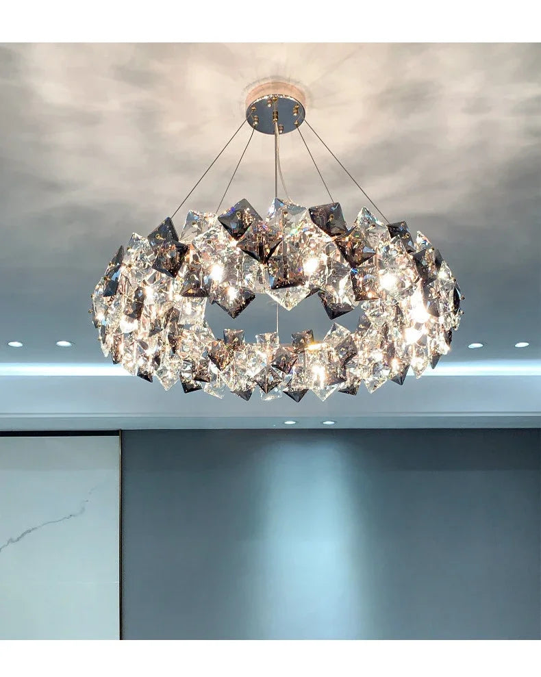 Postmodern Crystal Chandelier for Living Room  Bedroom - Elegant Three-Color Design for Home  Restaurant