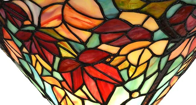 Maple Tree Leaves Tiffany-style Stained Glass Torchiere Floor Lamp with Sidelights - 70in Elegant Home Decor