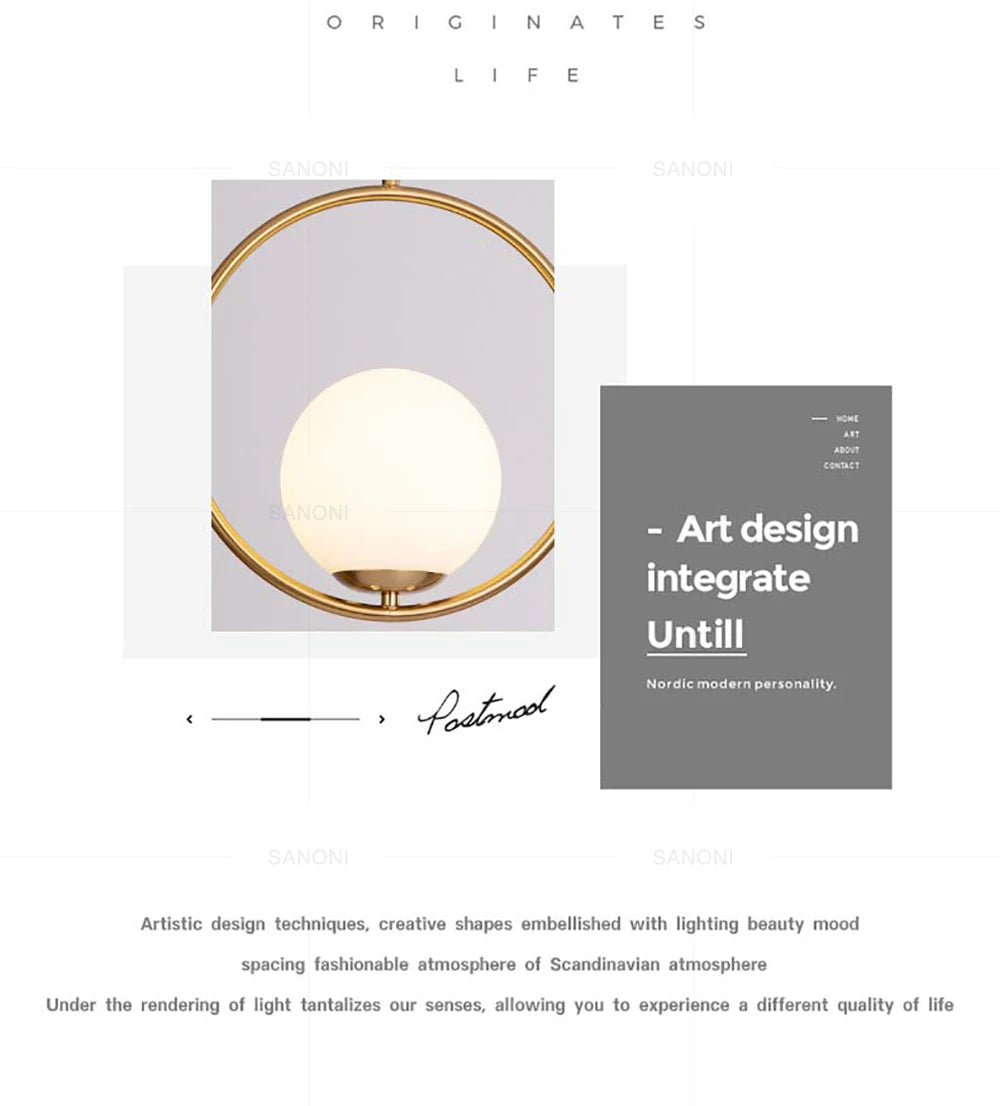 Modern Gold Glass Ball Pendant Lamp - Elegant Chandelier for Dining Room Kitchen or Bedside Lighting