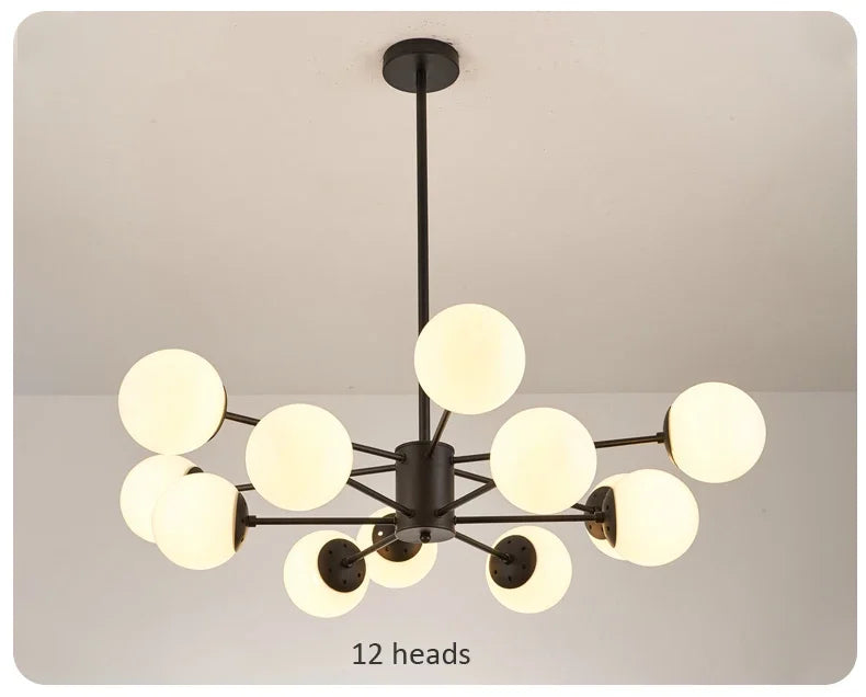 Modern Glass LED Chandelier Lighting Ceiling Chandeliers Light for Dining Living Room Bedroom Kitchen Indoor Lustre Fixture Lamp
