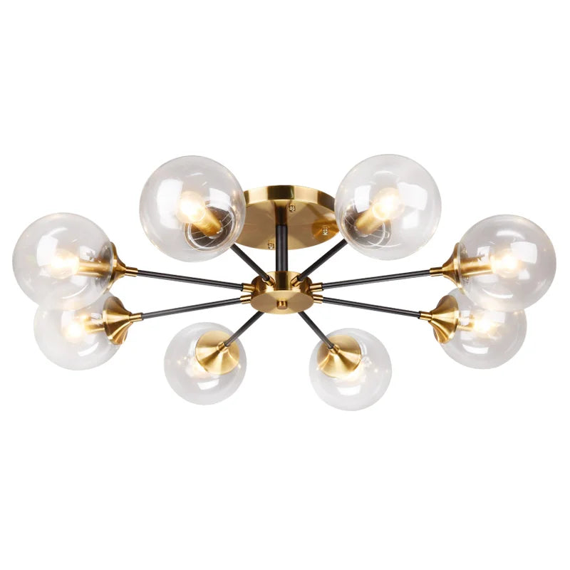 Ash Glass Ball Chandelier - Elegant Hanging Light for Bedroom Living Room Restaurant