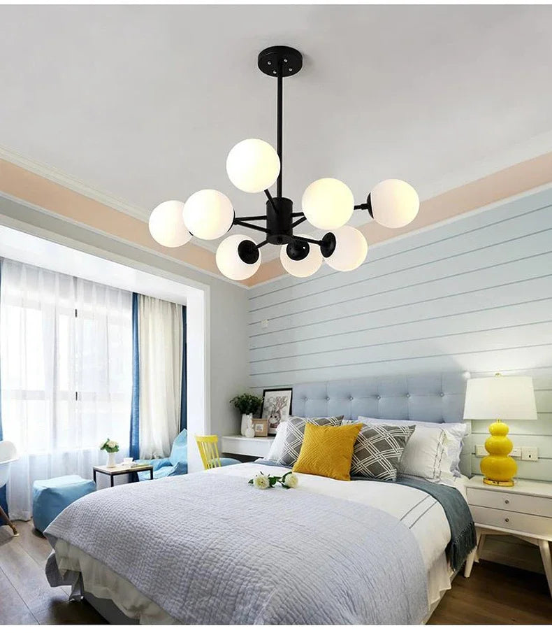 Modern Glass LED Chandelier Lighting Ceiling Chandeliers Light for Dining Living Room Bedroom Kitchen Indoor Lustre Fixture Lamp