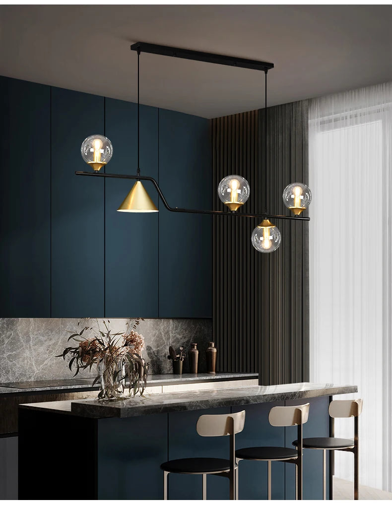 Glass Pendant Light for Dining Room Kitchen Island and Table - Elegant Hanging Chandelier