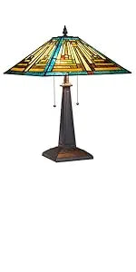 Mission Style Green Stained Glass Floor Lamp - Antique Double Light Reading Lamp with Handcrafted Elegance for Home Decor