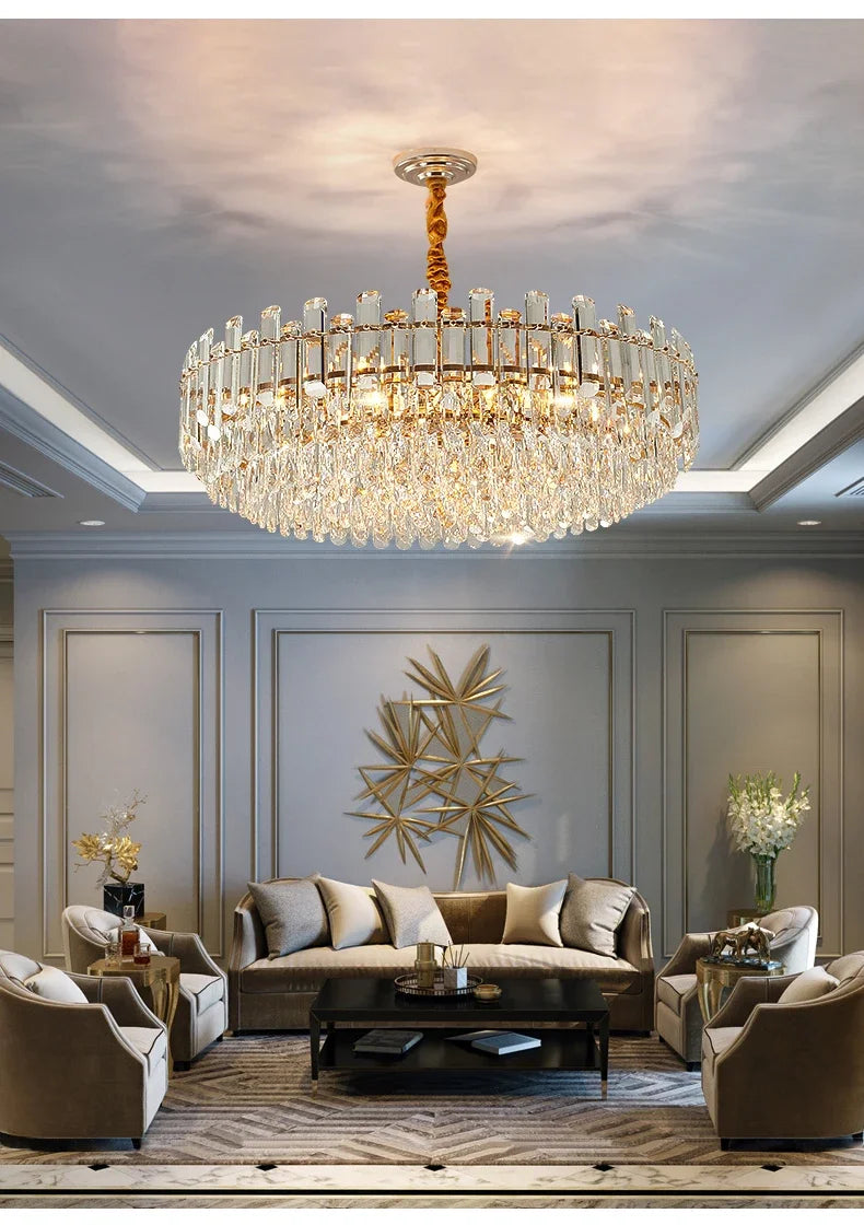 LED Crystal Chandeliers - Gold Luxury Lighting for Dining Living Room Bedroom and Kitchen Island - Indoor Hanging Light