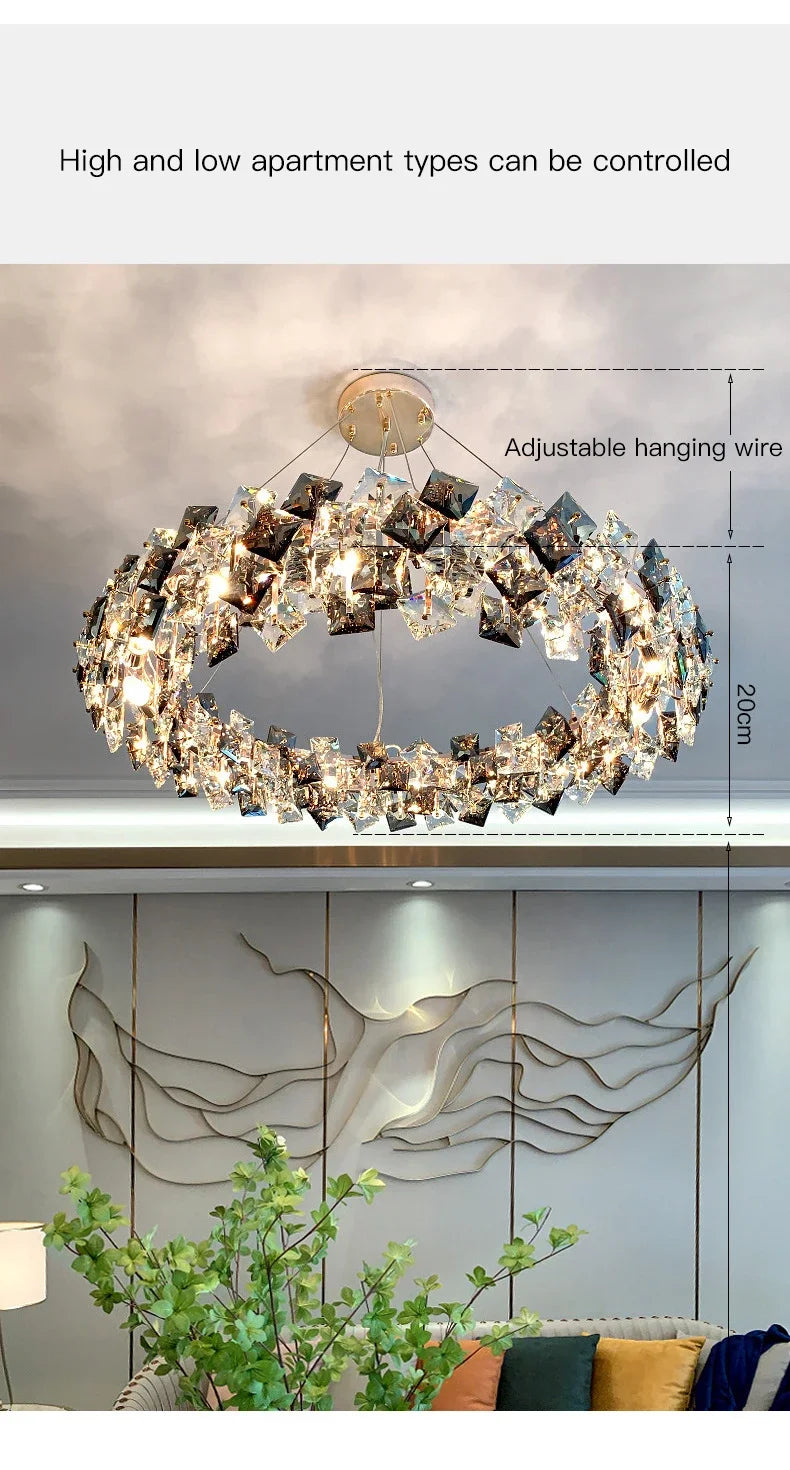 Postmodern Crystal Chandelier for Living Room  Bedroom - Elegant Three-Color Design for Home  Restaurant