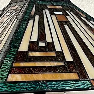 Mission Style Green Stained Glass Floor Lamp - Antique Double Light Reading Lamp with Handcrafted Elegance for Home Decor