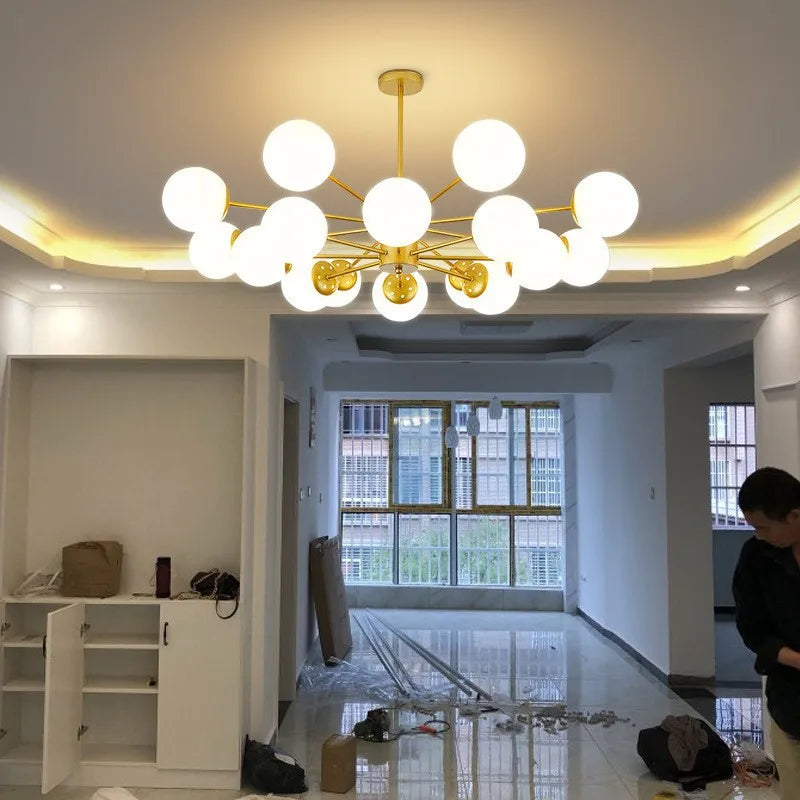 Modern Glass LED Chandelier Lighting Ceiling Chandeliers Light for Dining Living Room Bedroom Kitchen Indoor Lustre Fixture Lamp