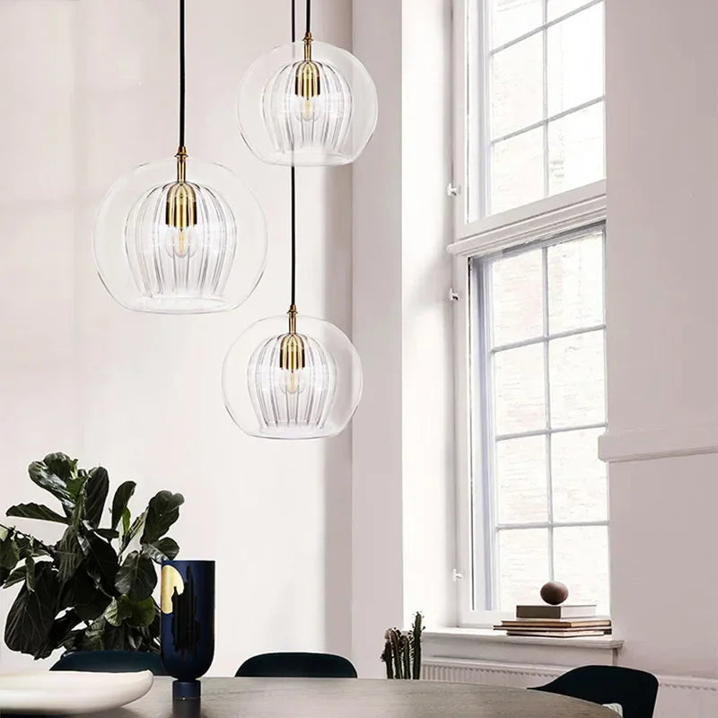 Modern Nordic Glass Pendant Light Fixture - Stylish Suspension Chandelier for Living Room Dining Room Kitchen or Bedside