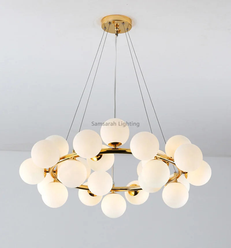 Contemporary LED Bubble Glass Pendant Chandelier for Living and Dining Rooms