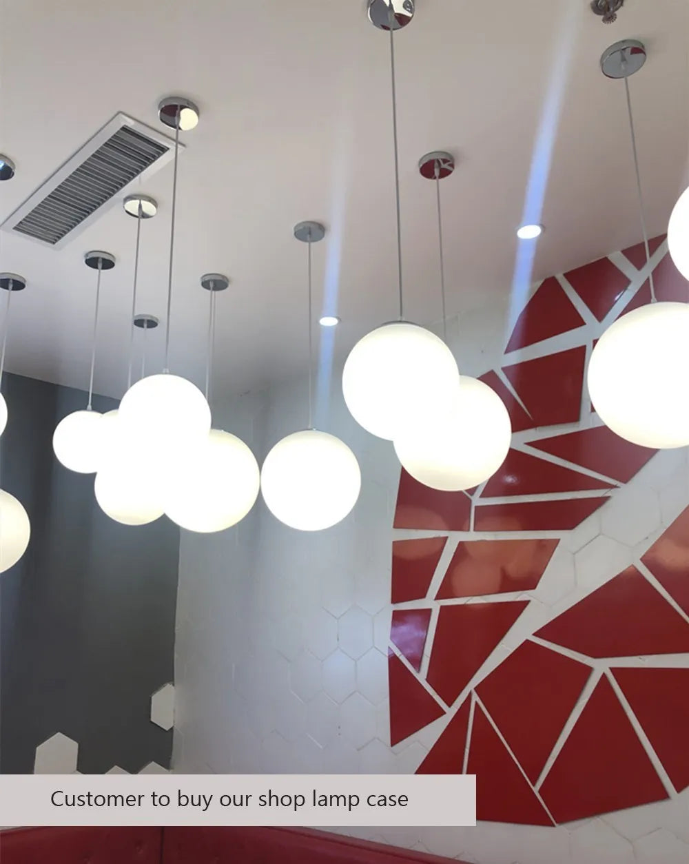 Home Decor Pendant Lights - White Glass Ball Hanging Lamps for Bar Dining Room and Bedroom Clothing Store LED Ceiling Chandeliers