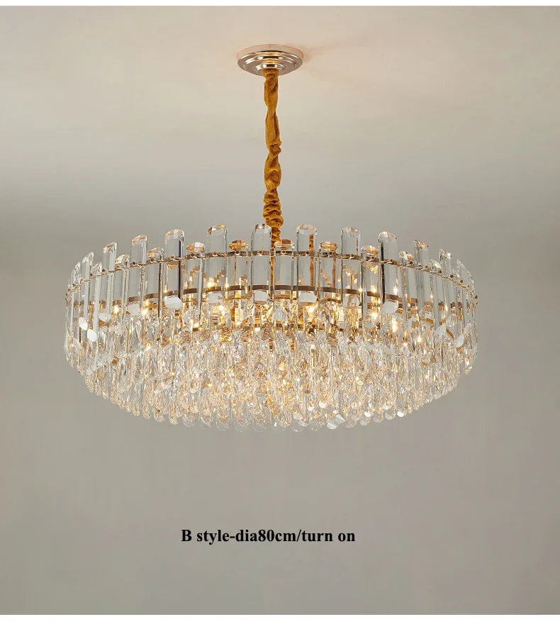 LED Crystal Chandeliers - Gold Luxury Lighting for Dining Living Room Bedroom and Kitchen Island - Indoor Hanging Light