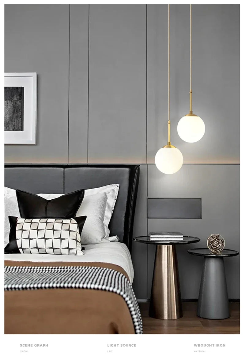 Modern Glass Ball LED Pendant Lamp for Dining Room Hotel Lobby and Stairs - Elegant Chandelier Hanging Light