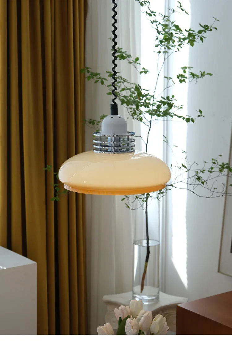 Bauhaus Glass Pendant Light LED Medieval Retro Retractable Chandeliers Restaurant Bar Bedroom Study Pendant Hanging Lamp Lustre