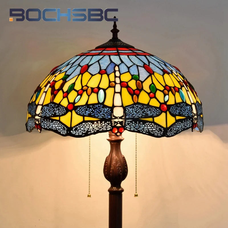 Colorful Dragonfly Floor Lamp - Art Deco Tripod Design for Living Room Dining Room Study or Bedroom