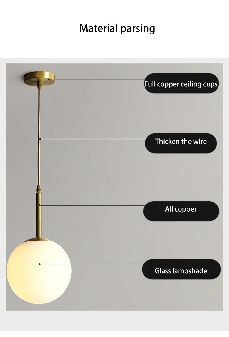 Modern Glass Ball LED Pendant Lamp for Dining Room Hotel Lobby and Stairs - Elegant Chandelier Hanging Light