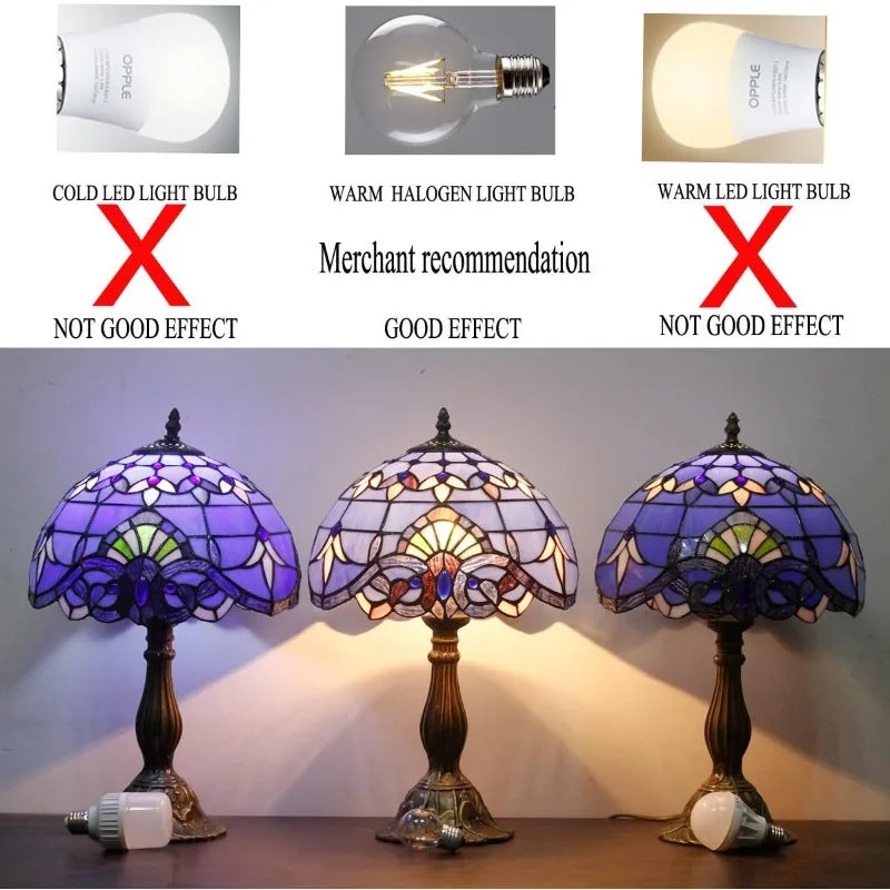 Adjustable Gooseneck Floor Lamp - Blue Purple Stained Glass Reading Light for Corner Spaces 12x18x64 Inches