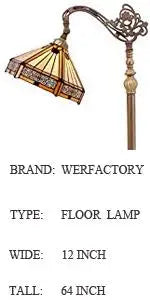 Yellow Hexagon Stained Glass Torchiere Floor Lamp - 66in Tall Corner Accent Light for Living Room and Bedroom Handcrafted Collectible Decor