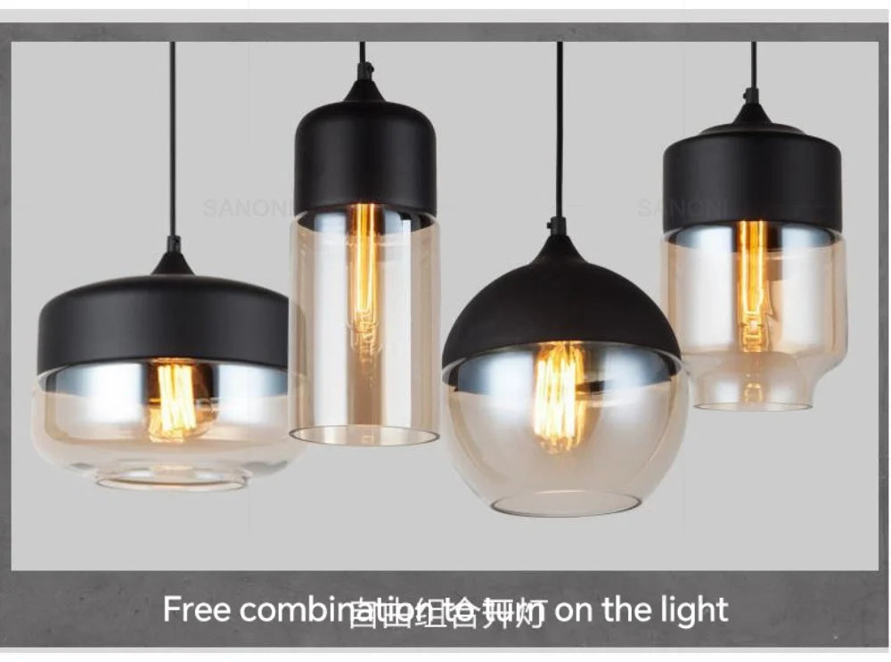 Nordic Glass Pendant Lights Fixtures Modern LED Wood Chandelier For Living Dinning Room Light Bedroom Wood Color Hanging Lamp