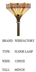 Yellow Hexagon Stained Glass Torchiere Floor Lamp - 66in Tall Corner Accent Light for Living Room and Bedroom Handcrafted Collectible Decor