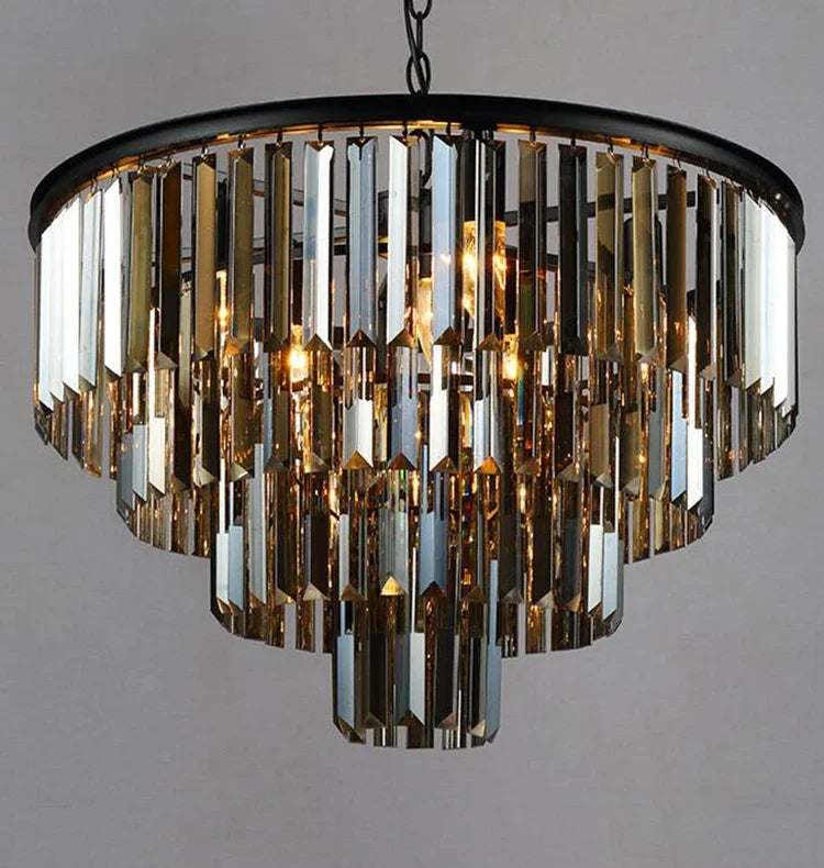 Modern Crystal Chandelier Elegant K9 Crystal Smoky Gray Crystal Suspension Lamps for Cafe Restaurant Hotel