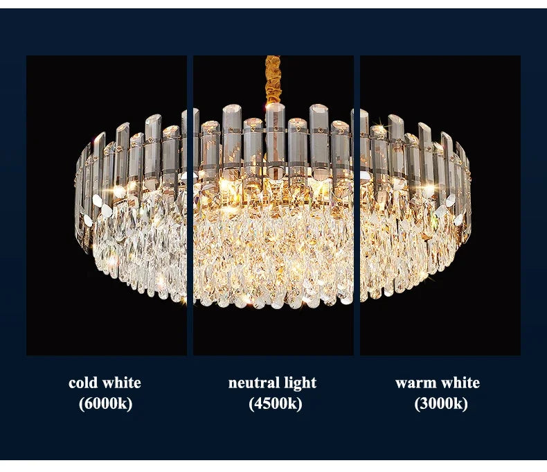 LED Crystal Chandeliers - Gold Luxury Lighting for Dining Living Room Bedroom and Kitchen Island - Indoor Hanging Light