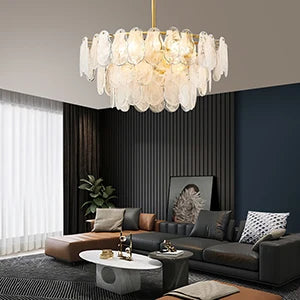 Crystal Luxury Pendant Lamp Glass Metal LED Chandeliers for Living Room and Dining Room Decoration Hanging Ceiling Light Fixture