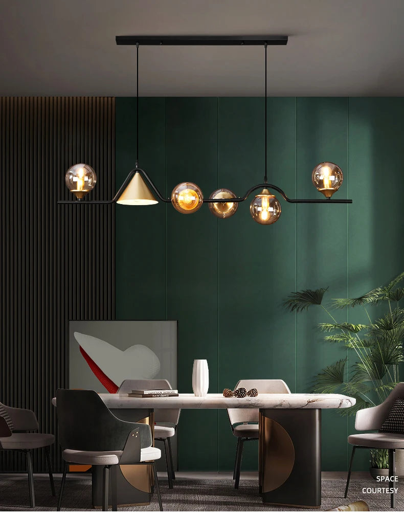 Glass Pendant Light for Dining Room Kitchen Island and Table - Elegant Hanging Chandelier