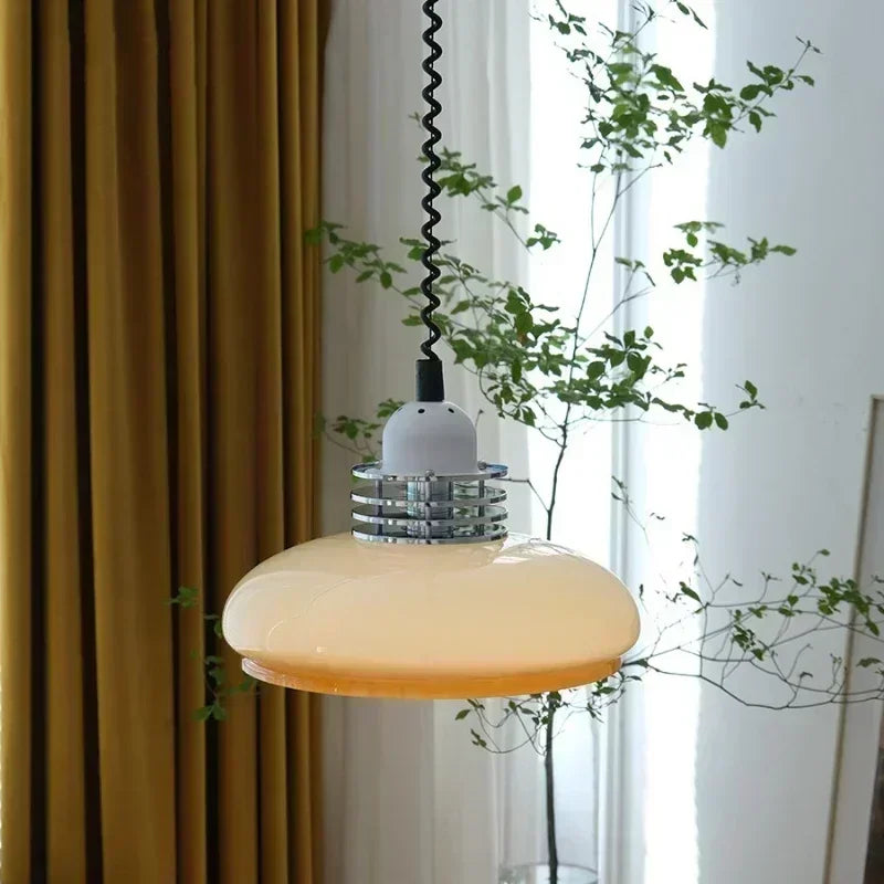 Bauhaus Glass Pendant Light LED Medieval Retro Retractable Chandeliers Restaurant Bar Bedroom Study Pendant Hanging Lamp Lustre