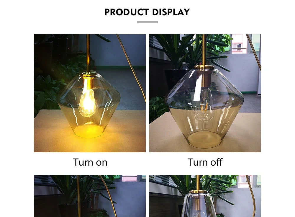 Amber Glass Chandelier Pendant Light for Dining Room Living Room Bedroom Hotel Cafe and Bar Decor