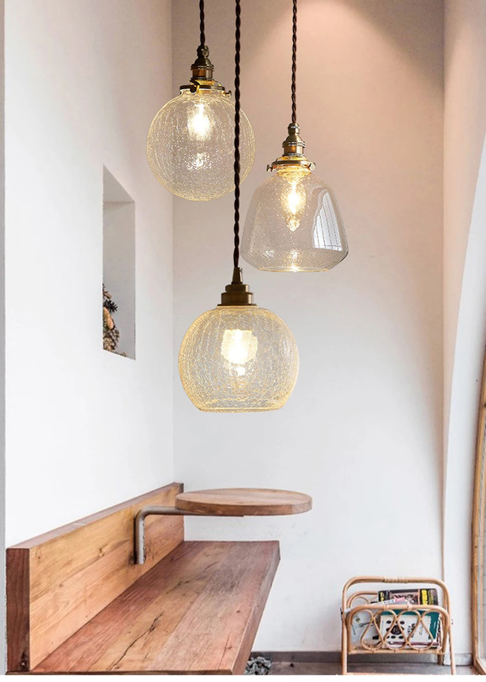 Glass Pendant Light Nordic Dining Room Retro Chandeliers Creative Minimal Transparent Lampshade For Restaurant Lamp Lustre