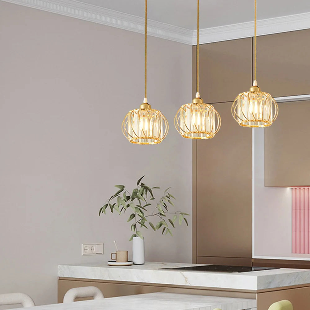 Simple Nordic Glass Chandelier with Modern LED Lighting | Elegant Polished Metal Shade in Gold or Black Semi-Flush Mount Design