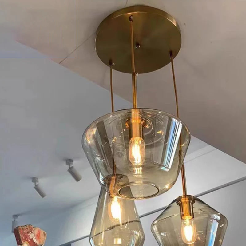 Amber Glass Chandelier Pendant Light for Dining Room Living Room Bedroom Hotel Cafe and Bar Decor