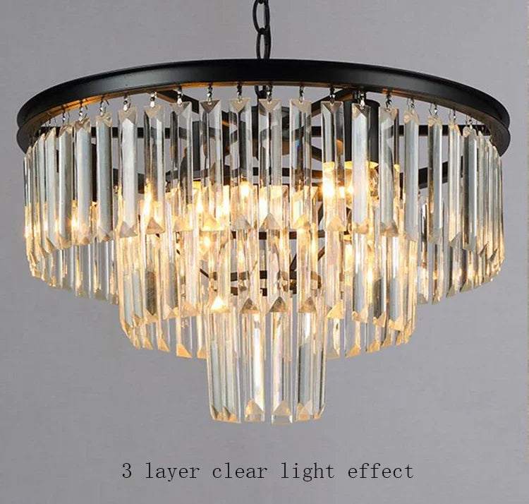 Modern Crystal Chandelier Elegant K9 Crystal Smoky Gray Crystal Suspension Lamps for Cafe Restaurant Hotel