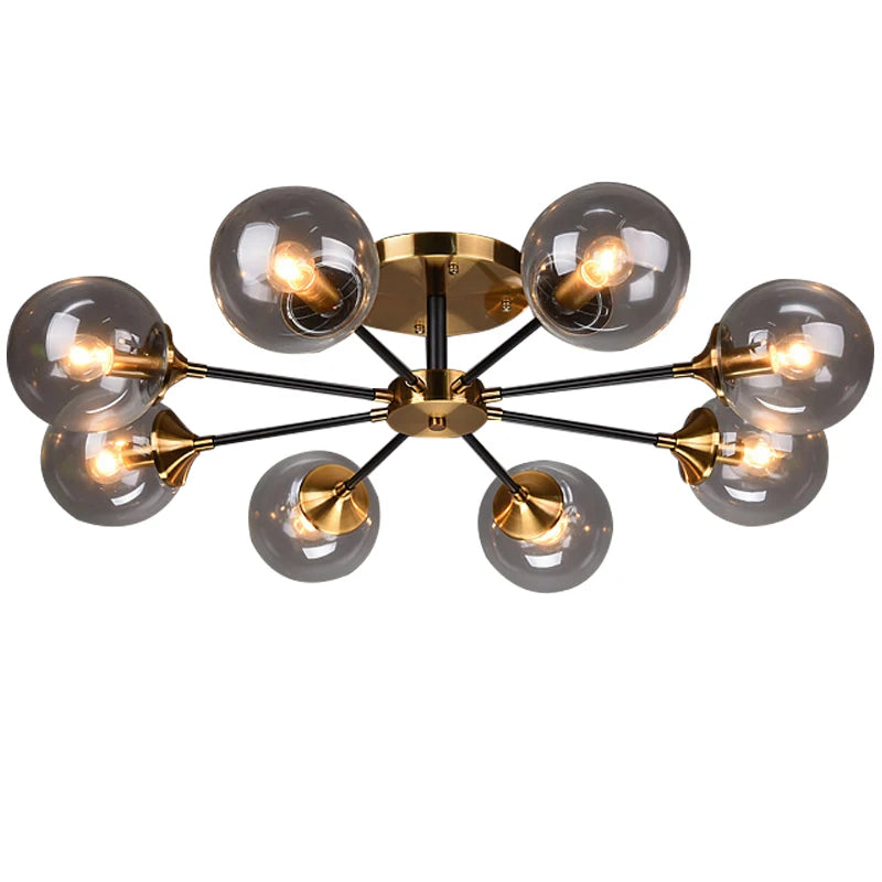Ash Glass Ball Chandelier - Elegant Hanging Light for Bedroom Living Room Restaurant